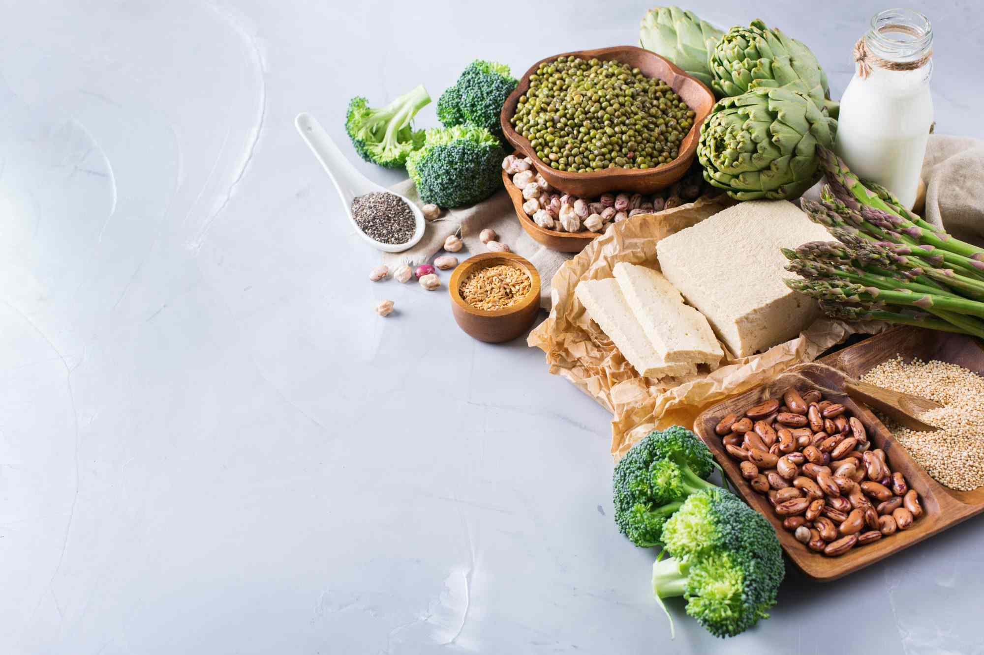 Aliments protéinés végétaliens marché